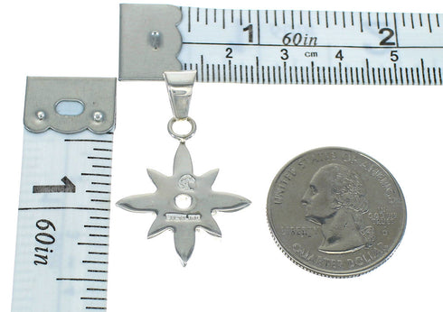 Southwest Multicolor Silver Flower Pendant MX65528